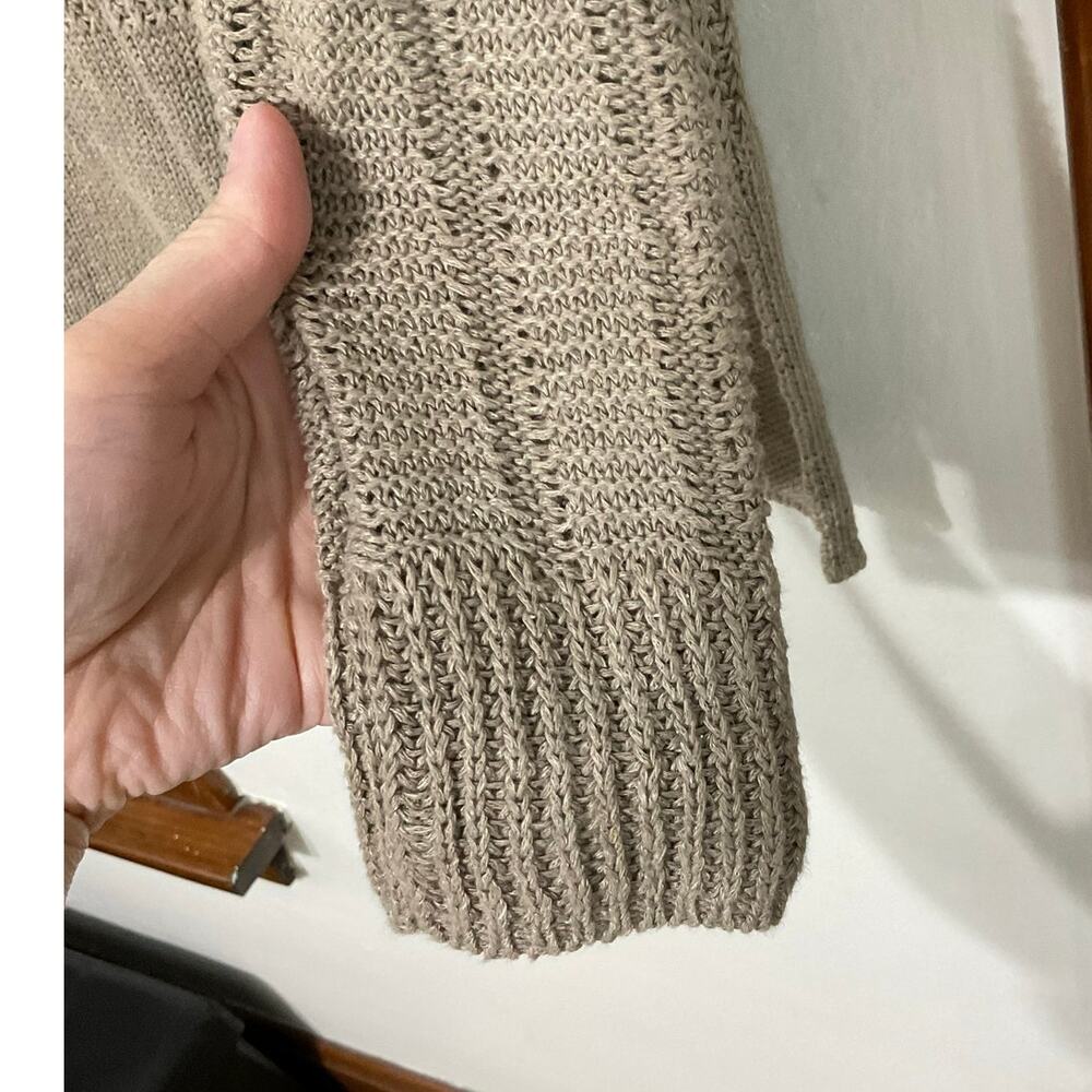 Vince. Linen Knit Sweater Women's Size Small Light Brown Pullover Crew Neck - Picture 7 of 8